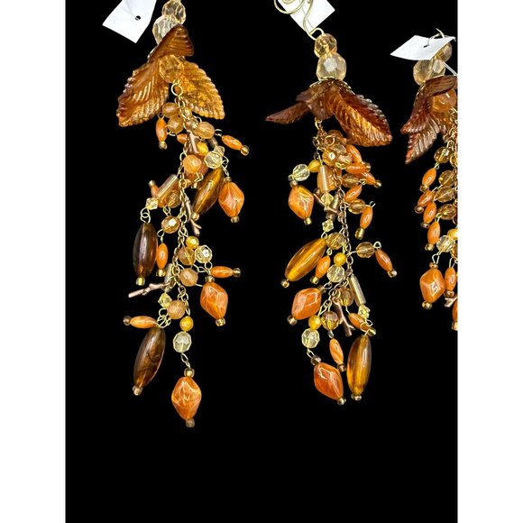 NWT 5X World Market Acrylic Beaded Dangle Amber Christmas Ornaments 7” - Picture 3 of 7